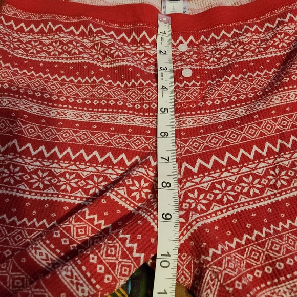 Old Navy Large thermal pants Fair Isle pattern red white - Picture 7 of 7